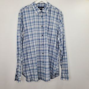 John Varvatos Star USA Luxe Blue Plaid Slim Button Up Shirt
